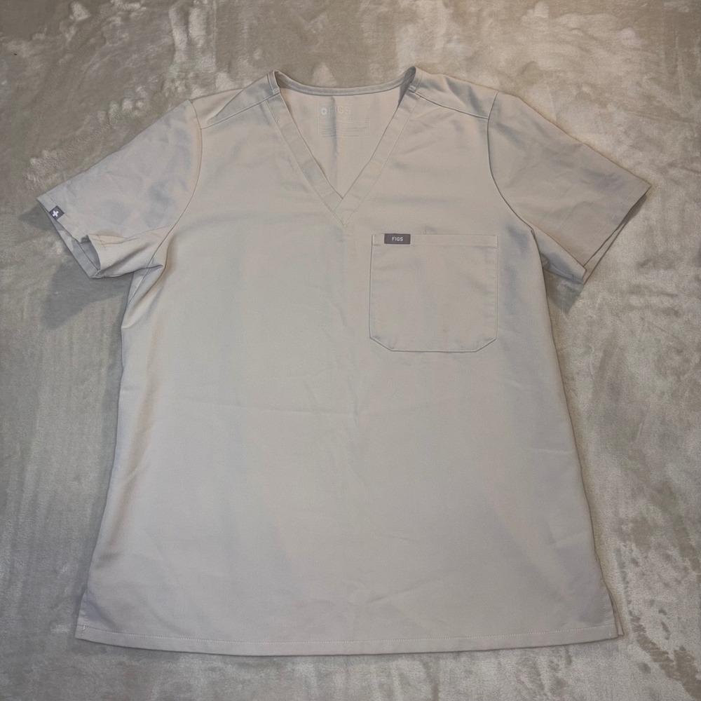 Figs Womens Catarina One-Pocket Scrub Top Sand Bone V-Neck Size M FW1000